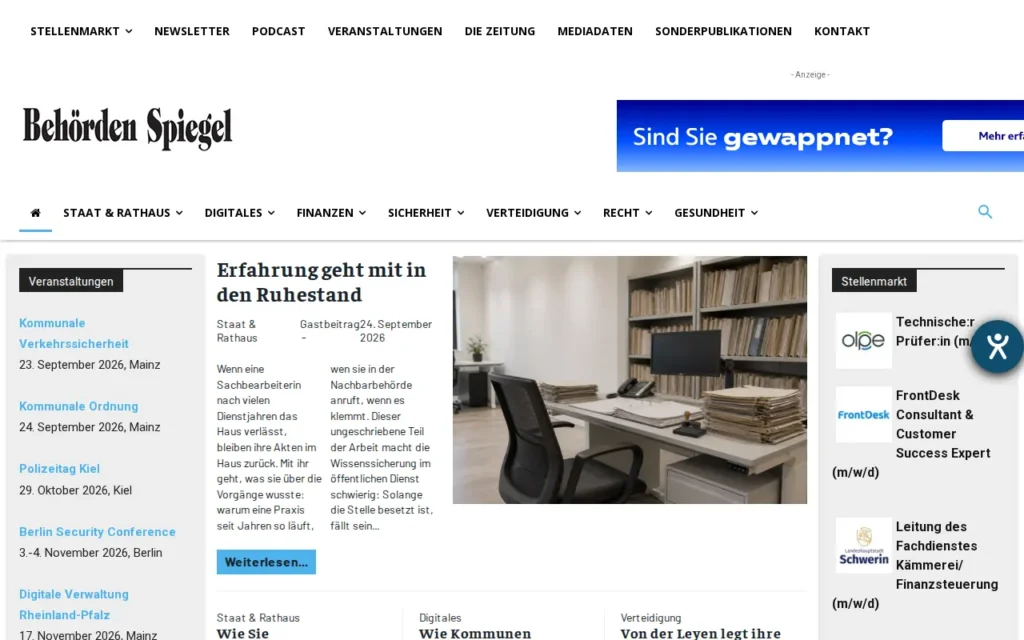 Startseite von Behörden Spiegel