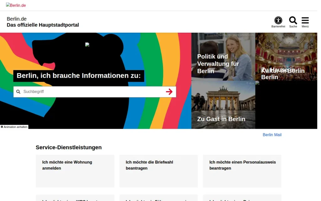 Startseite von berlin.de