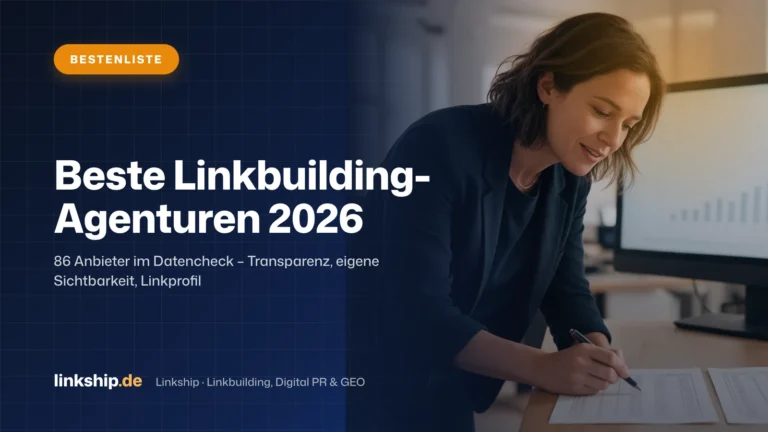 Titelkarte: Beste Linkbuilding-Agenturen 2026 – Bestenliste, Linkship