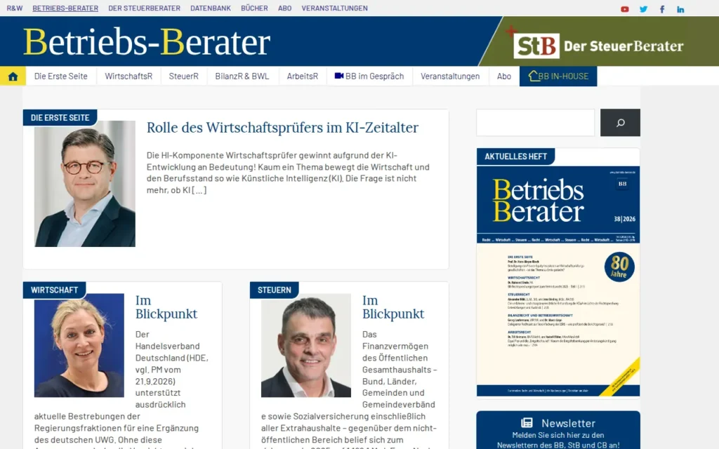 Startseite von Betriebs-Berater (BB)