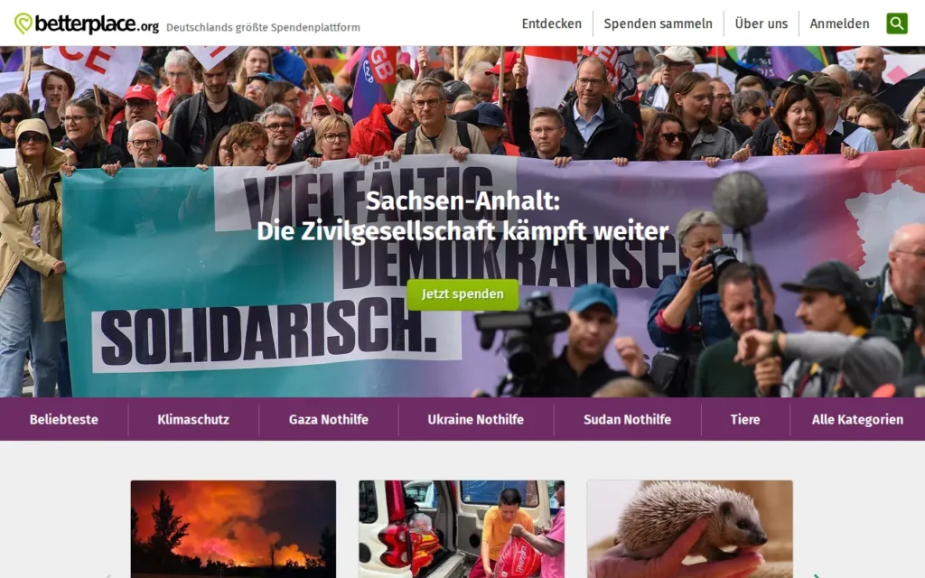 Startseite von betterplace.org