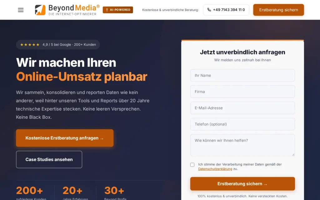Startseite von Beyond Media GmbH