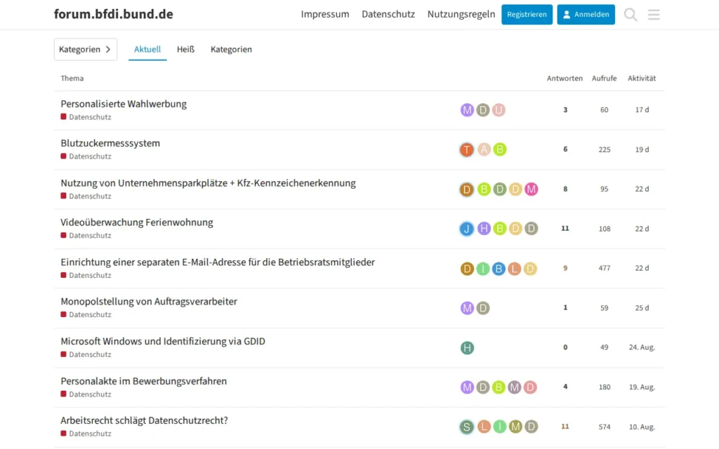 Startseite von Forum der BfDI