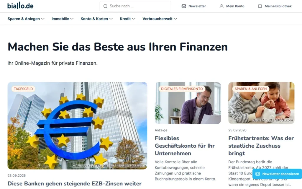 Startseite von biallo.de
