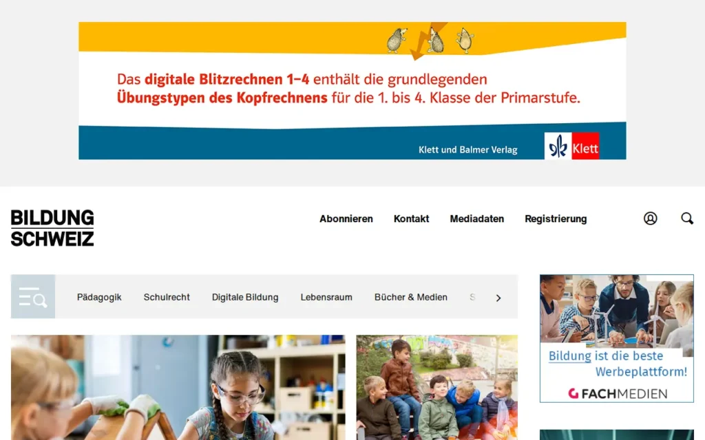 Startseite von BILDUNG SCHWEIZ