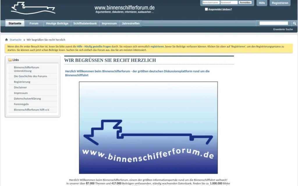 Startseite von Binnenschifferforum
