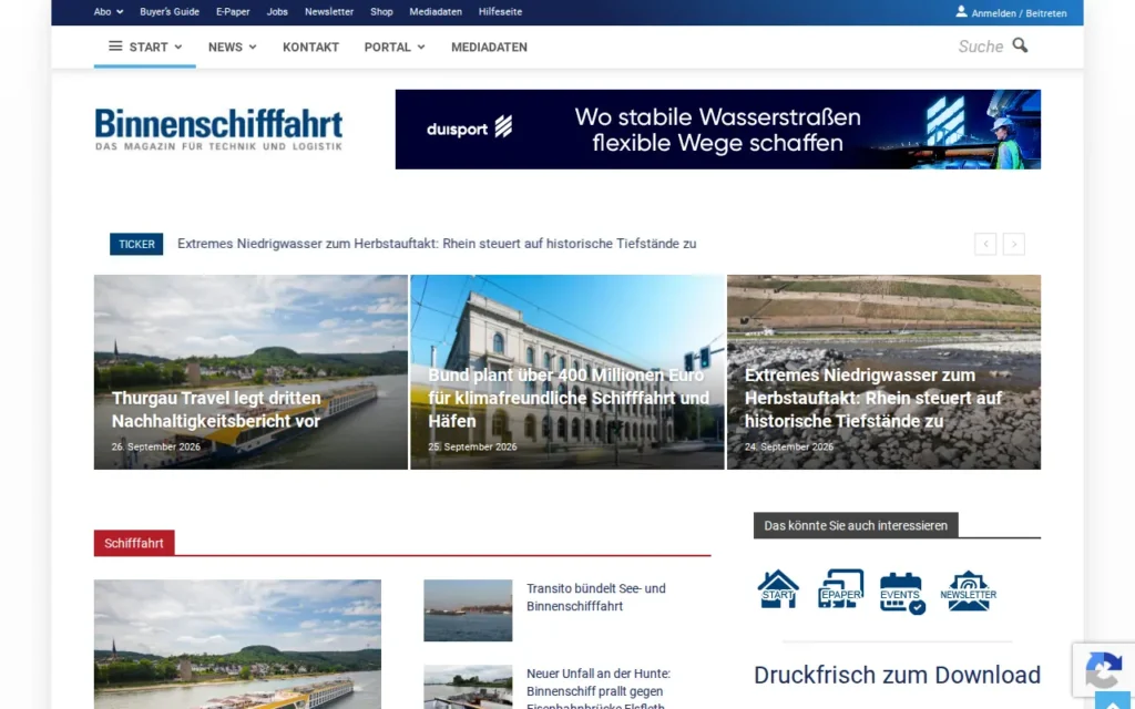Startseite von Binnenschifffahrt