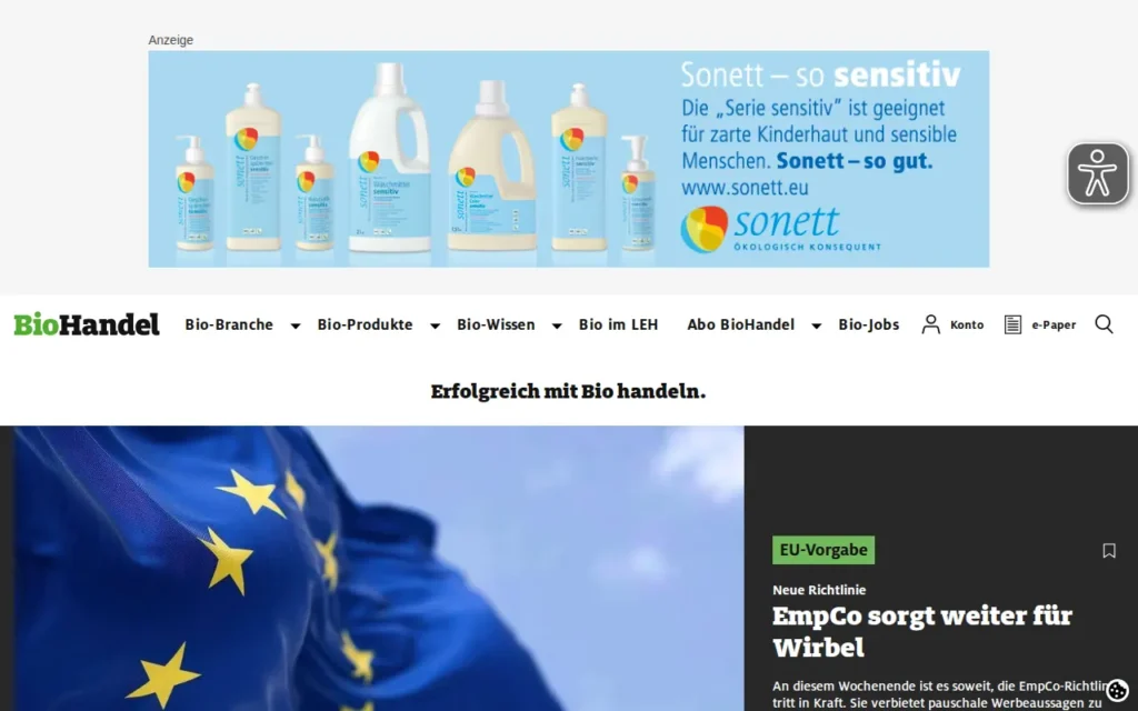 Startseite von BioHandel