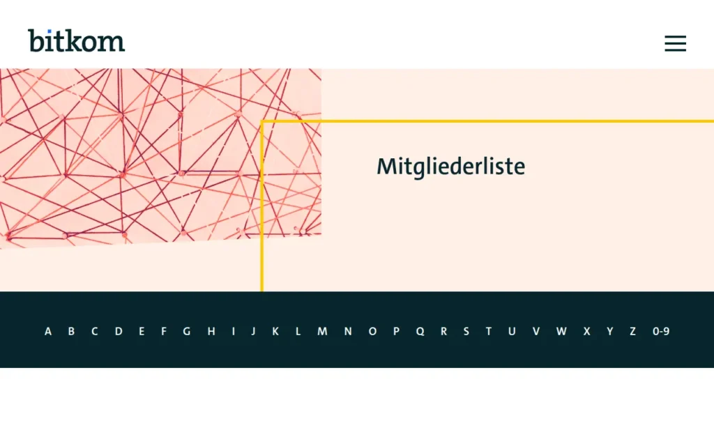 Startseite von Bitkom Mitgliederliste