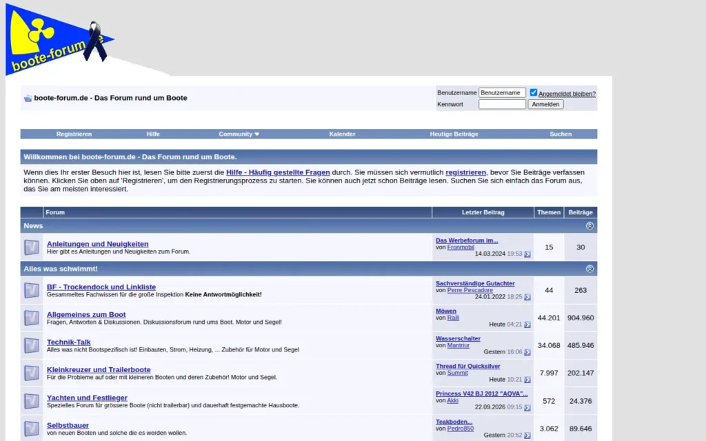 Startseite von boote-forum.de