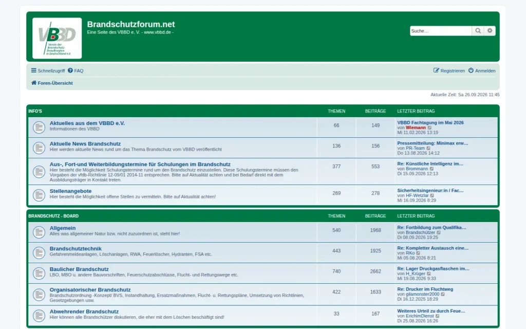 Startseite von Brandschutzforum.net