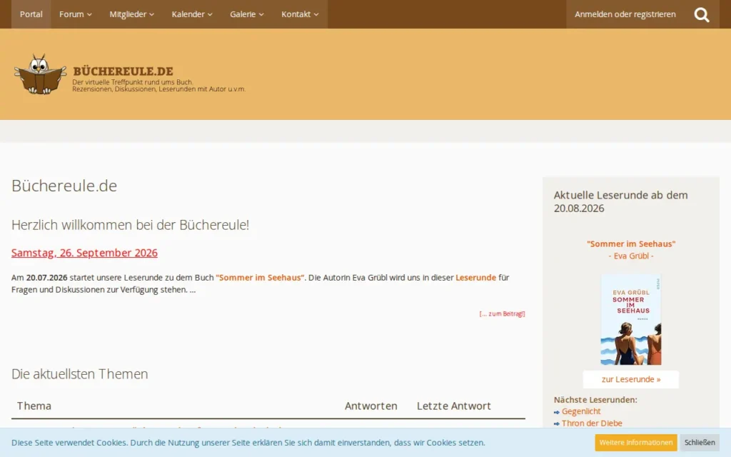 Startseite von Büchereule.de
