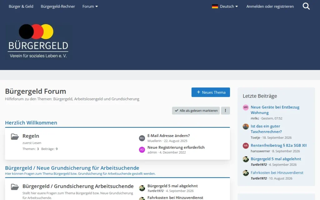 Startseite von Bürgergeld Forum (buerger-geld.org)