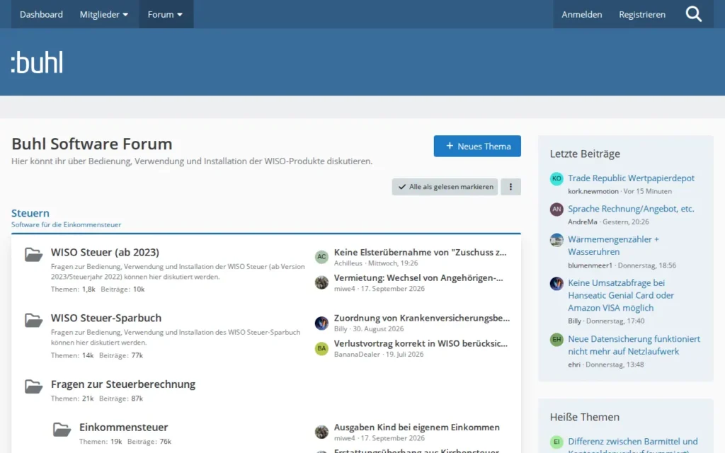 Startseite von Buhl Software Forum (WISO)