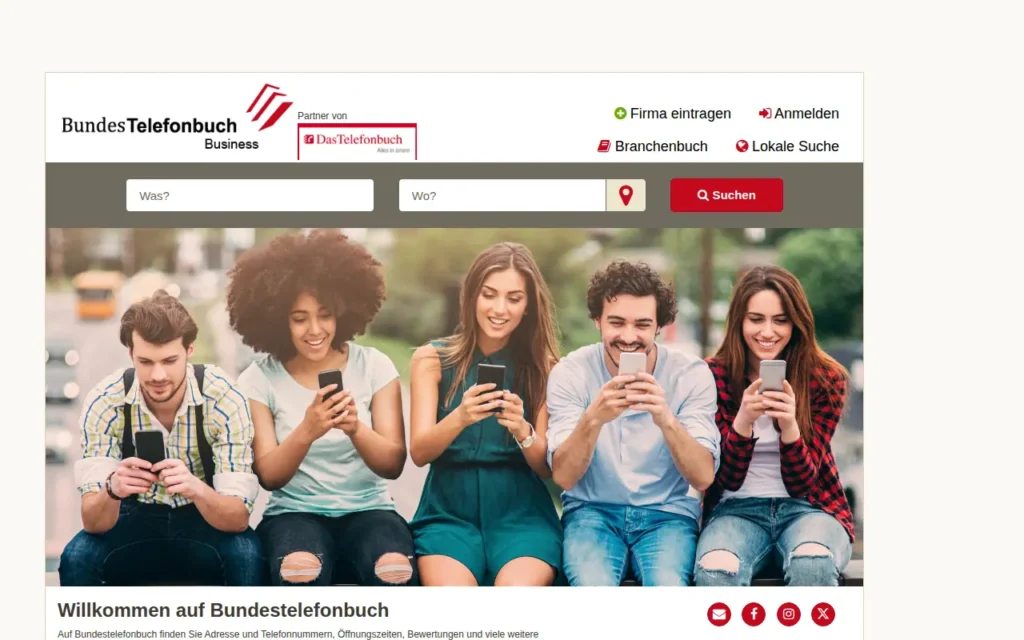 Startseite von BundesTelefonbuch
