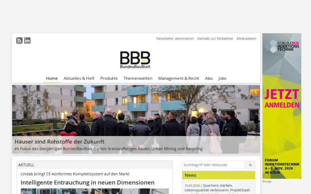 Startseite von BundesBauBlatt
