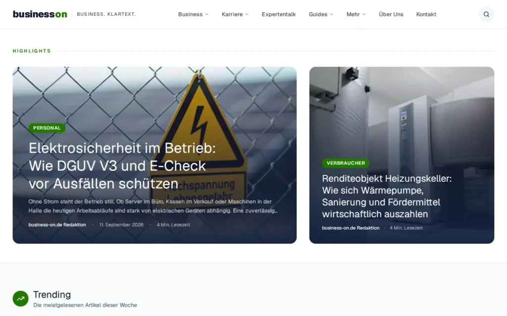 Startseite von business-on.de