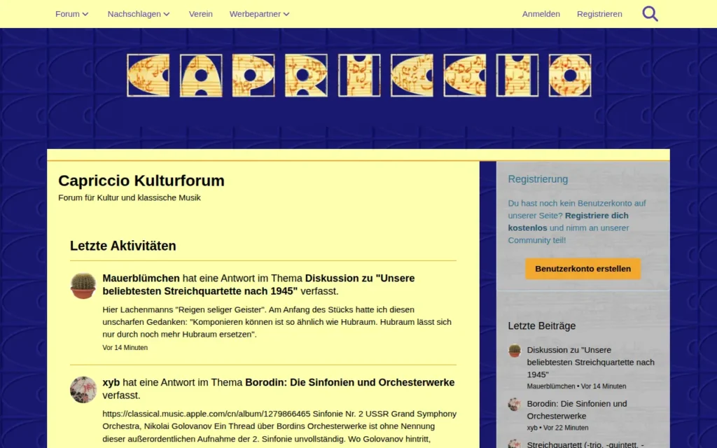 Startseite von Capriccio Kulturforum