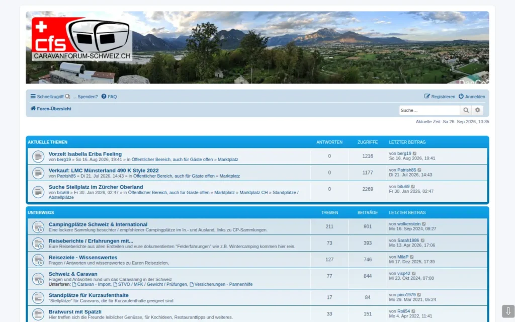 Startseite von CARAVANFORUM – SCHWEIZ