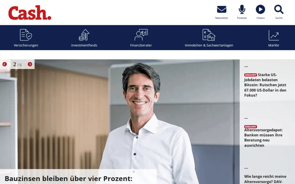 Startseite von Cash.