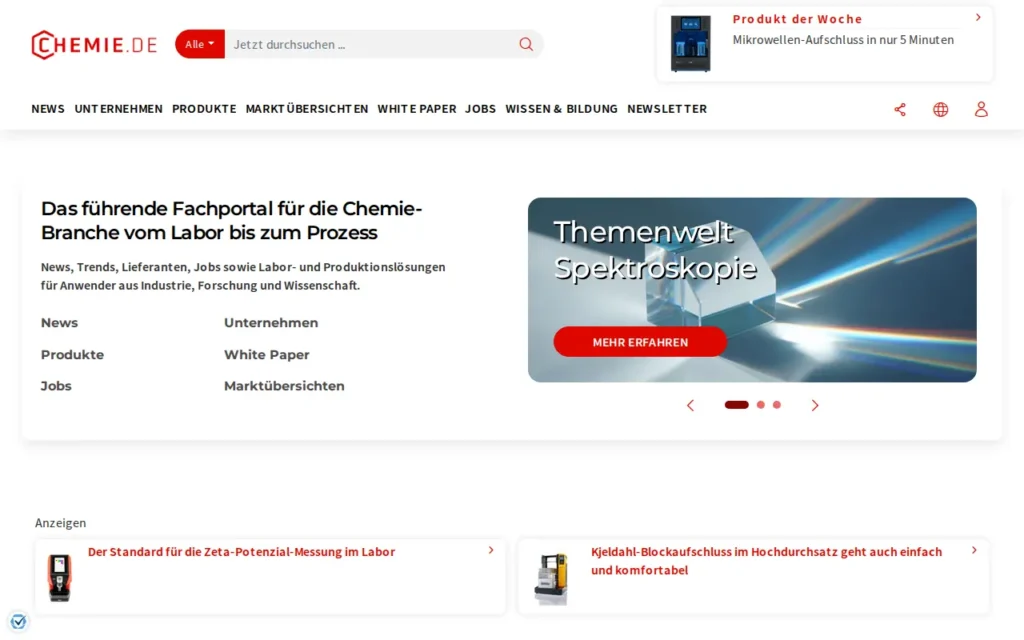 Startseite von chemie.de