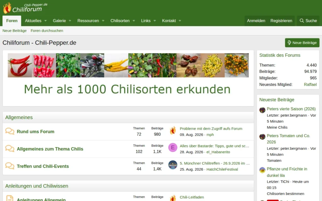 Startseite von Chiliforum Chili-Pepper.de