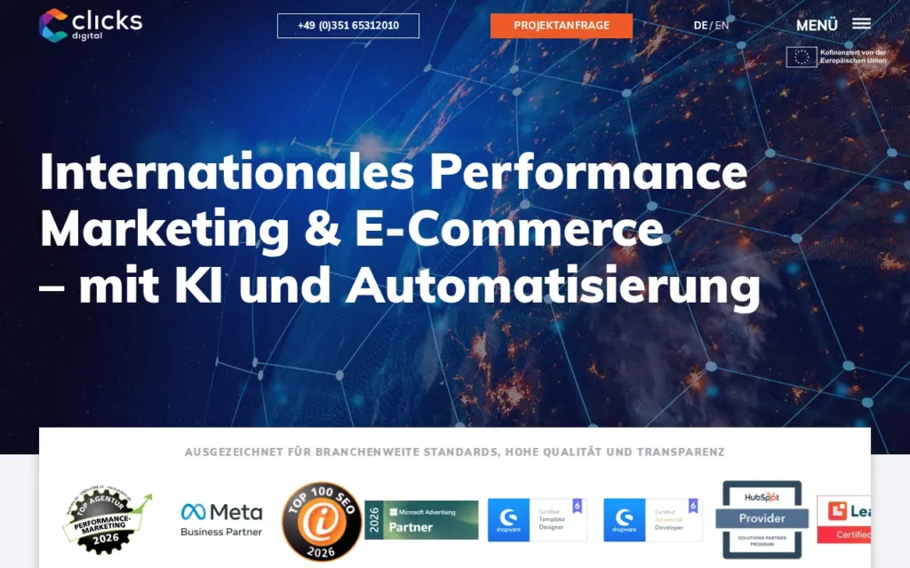 Startseite von clicks digital GmbH