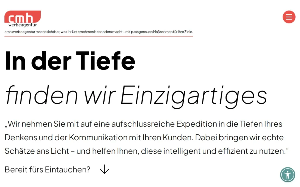 Startseite von cmh werbeagentur GmbH & Co. KG