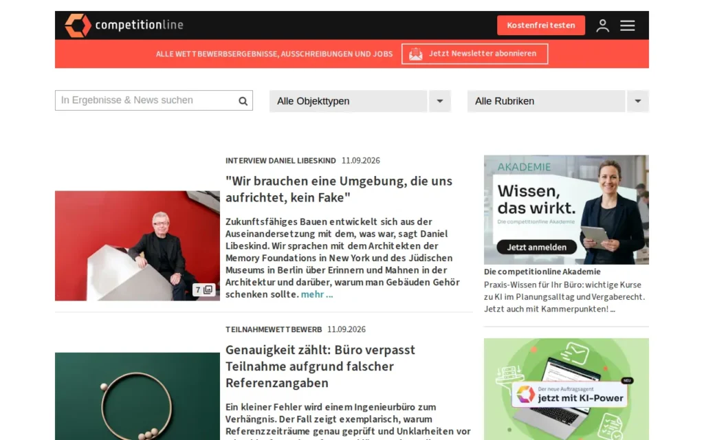 Startseite von competitionline