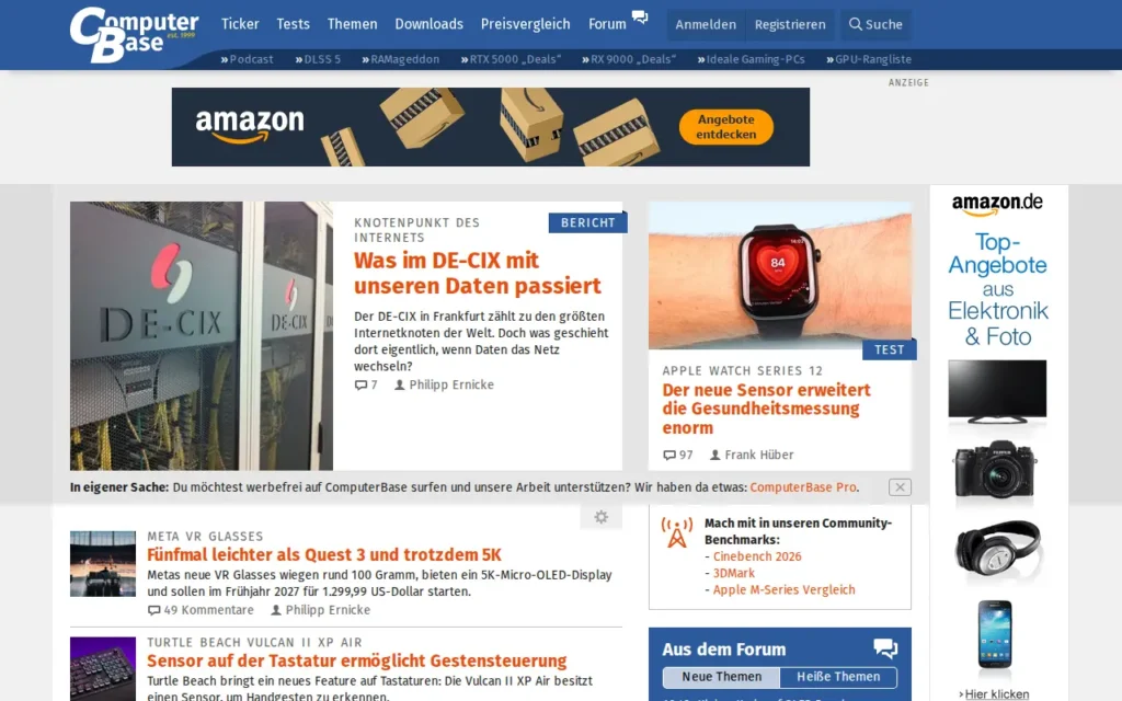 Startseite von ComputerBase