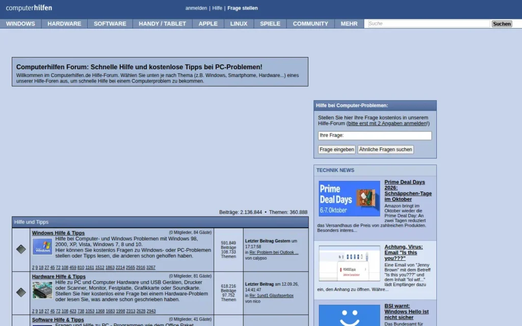 Startseite von Computerhilfen.de Forum