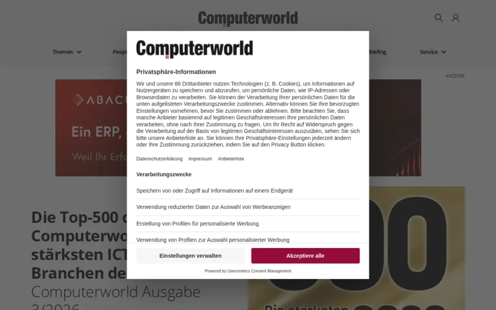 Startseite von Computerworld.ch