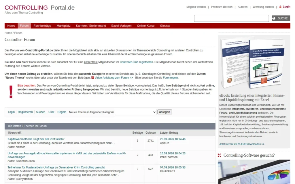 Startseite von Controlling-Forum (Controlling-Portal.de)