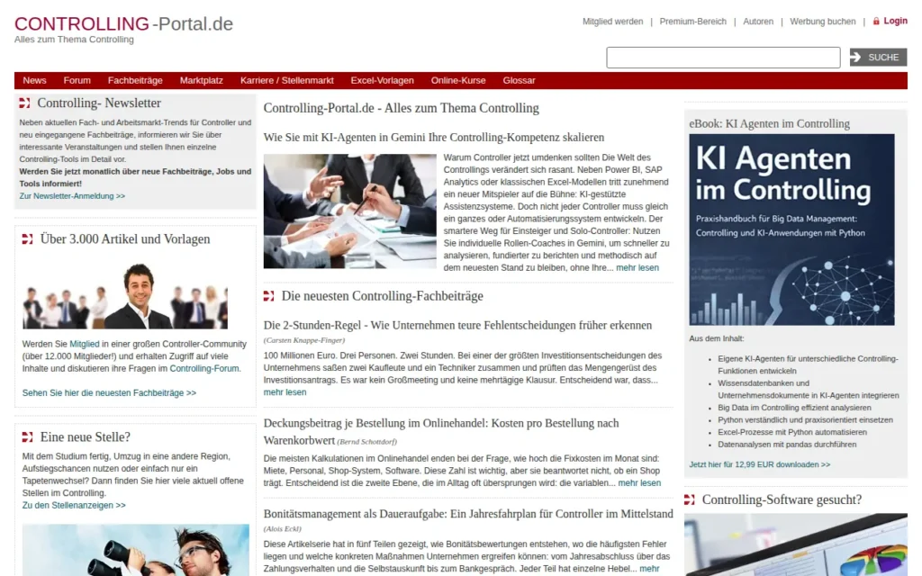 Startseite von Controlling-Portal.de