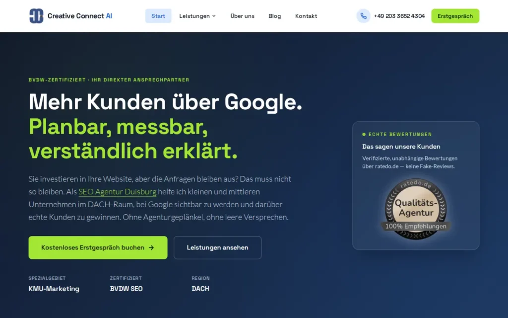 Startseite von Creative Connect AI