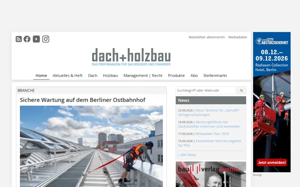 Startseite von dach+holzbau