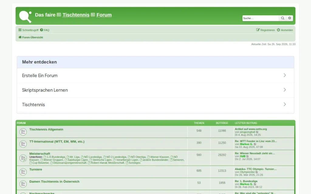Startseite von Das faire Tischtennis Forum