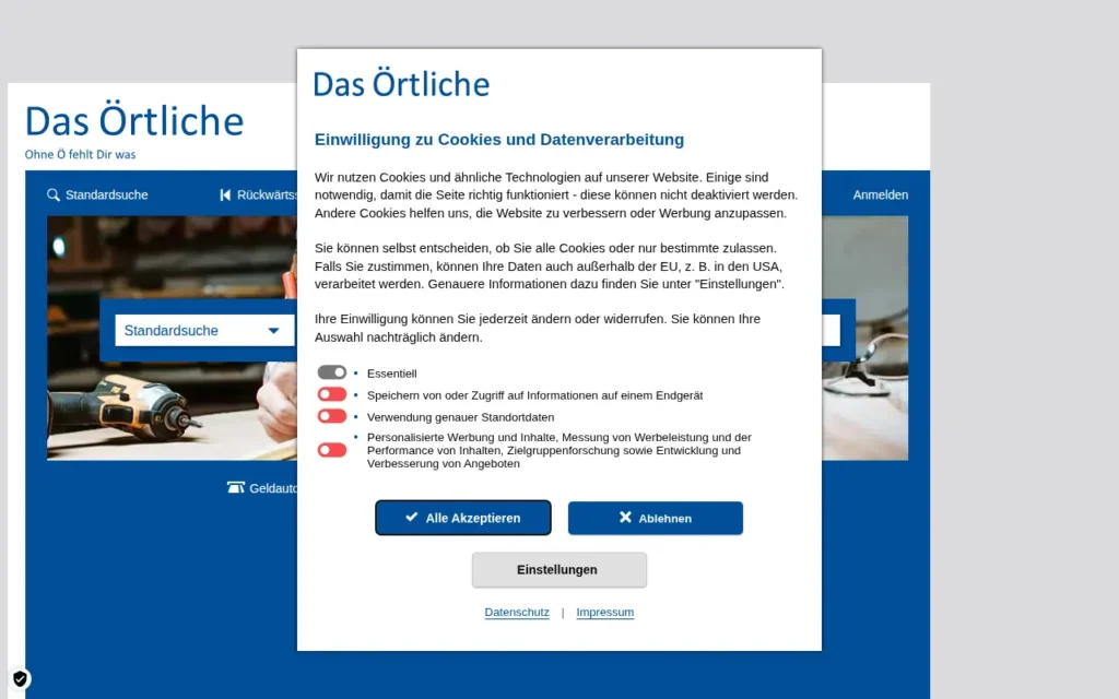 Startseite von Das Örtliche