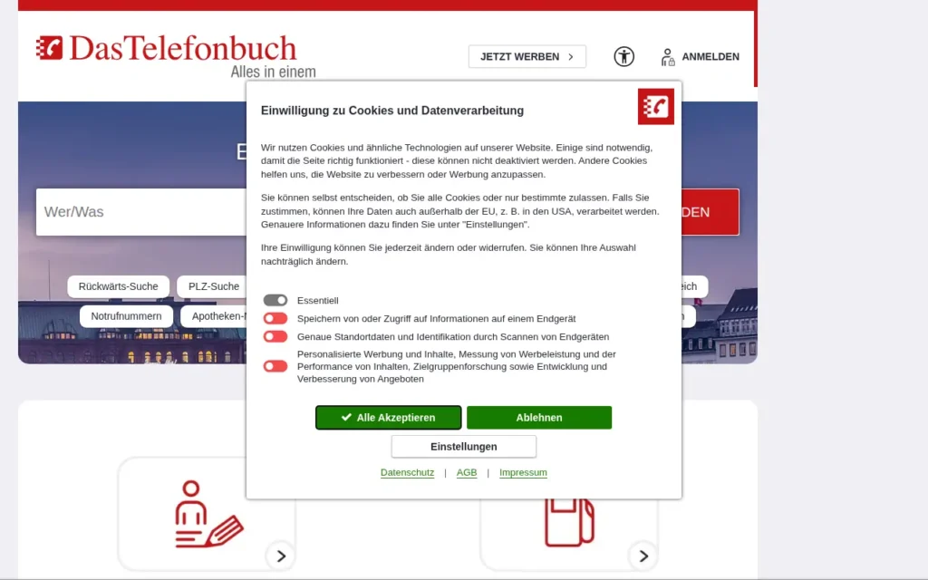 Startseite von Das Telefonbuch
