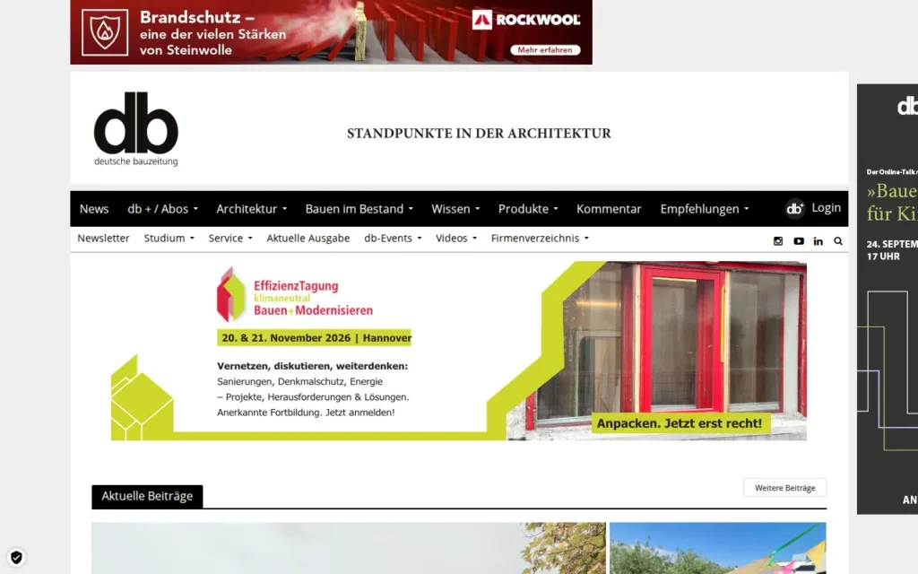 Startseite von db deutsche bauzeitung