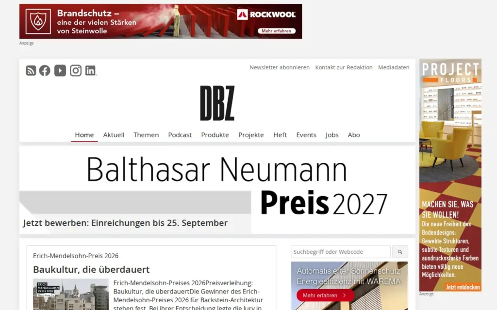 Startseite von DBZ Deutsche BauZeitschrift
