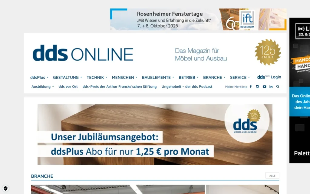 Startseite von dds – das Magazin für Möbel und Ausbau