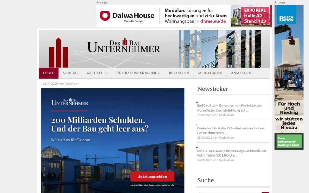 Startseite von Der BauUnternehmer