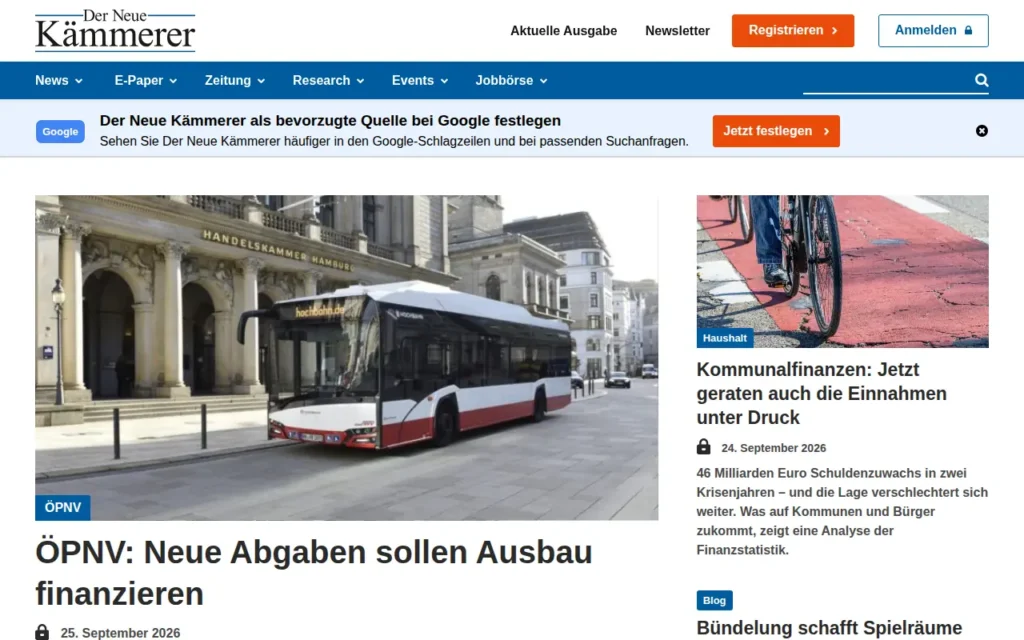 Startseite von Der Neue Kämmerer