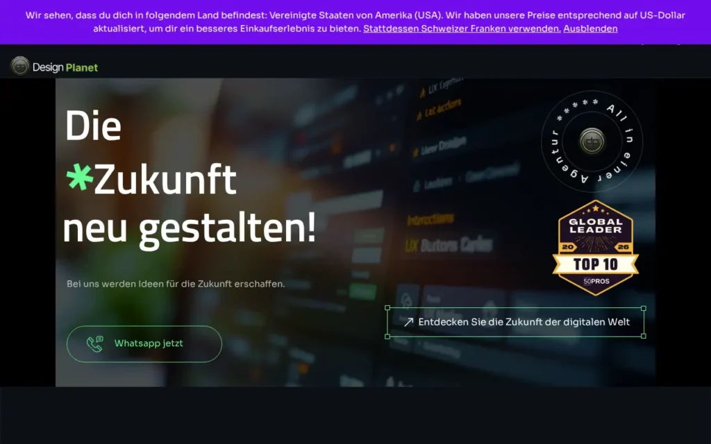 Startseite von Design Planet – Web & Branding Agentur