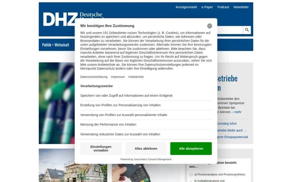 Startseite von Deutsche Handwerks Zeitung