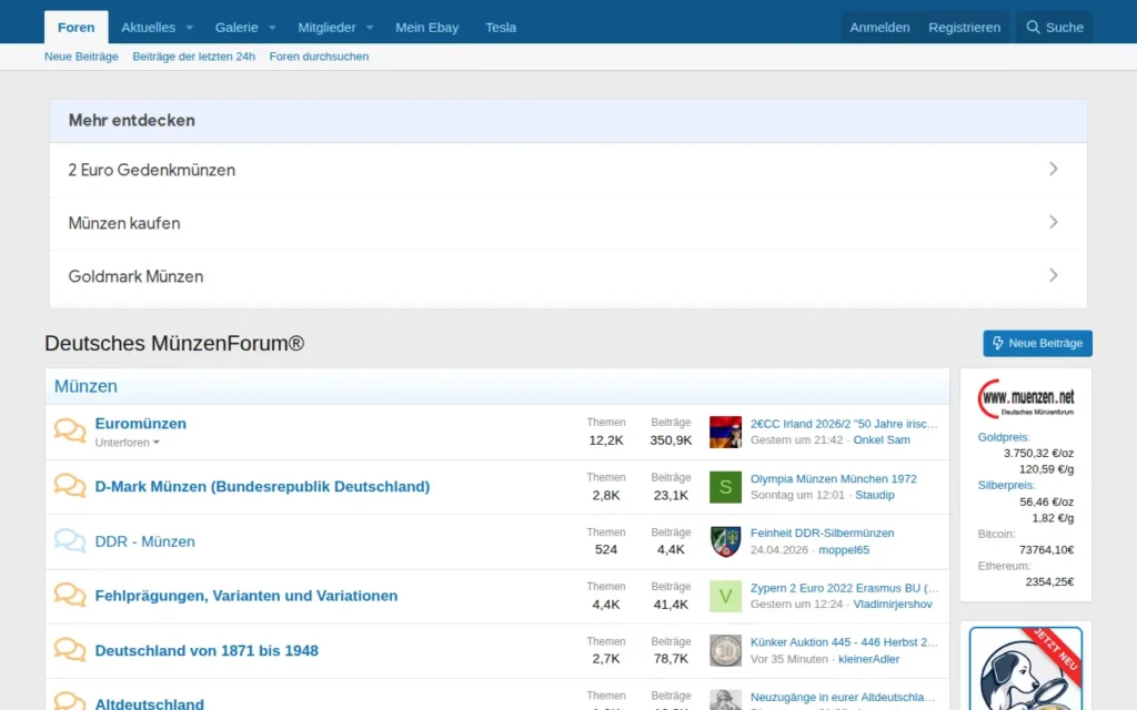 Startseite von Deutsches MünzenForum (emuenzen.de)