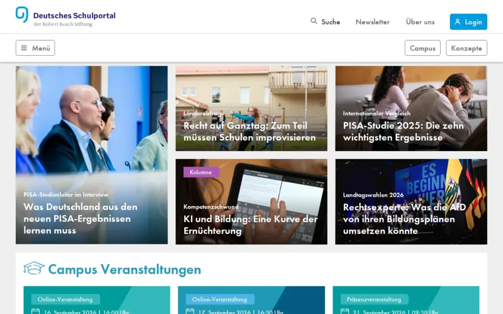Startseite von Deutsches Schulportal