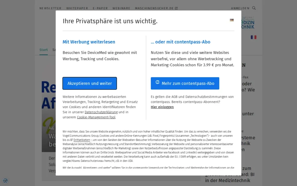 Startseite von DeviceMed