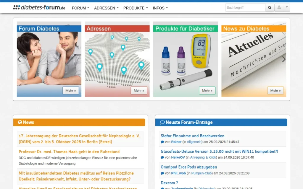 Startseite von diabetes-forum.de